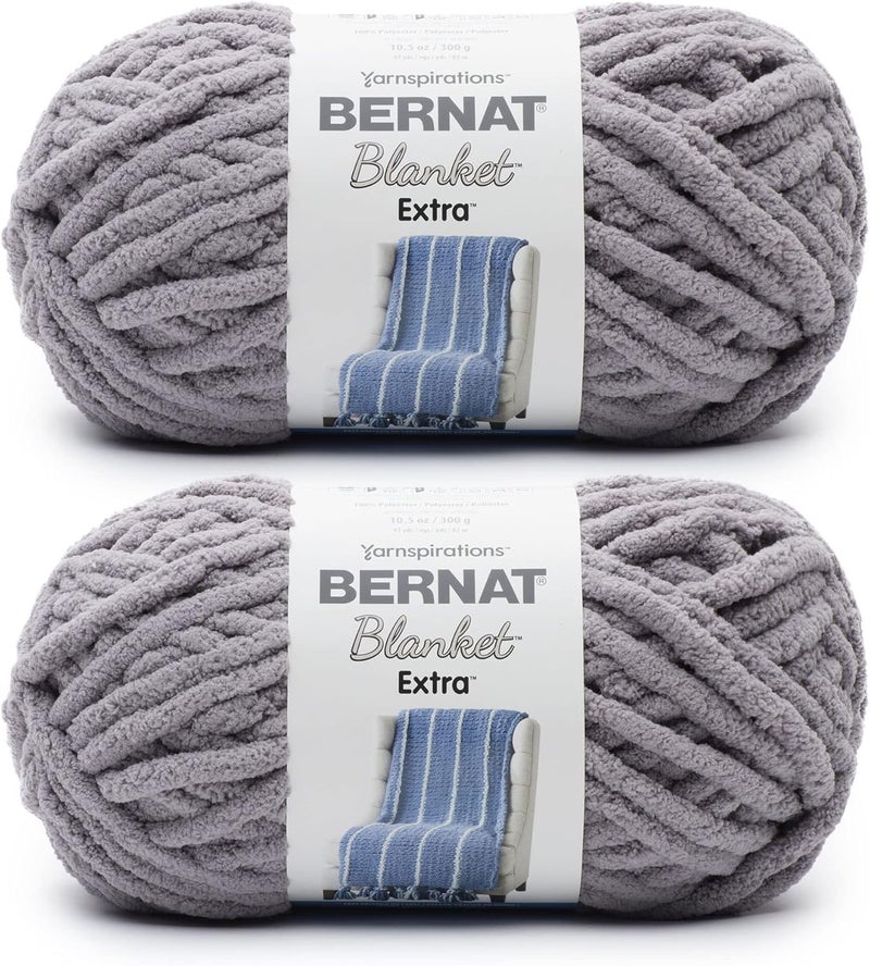Bernat Blanket Extra Vapor Gray Yarn - 2 Pack of 300g/10.5oz - Polyester - 7 Jumbo - 97 Yards - Knitting/Crochet - Image 1